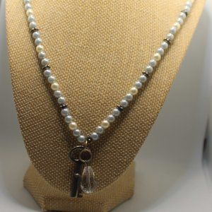 Handmade Up Cycled Pearls and Key Necklace
